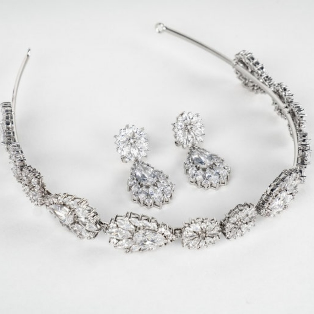 Crystal Earrings and Headband Set
